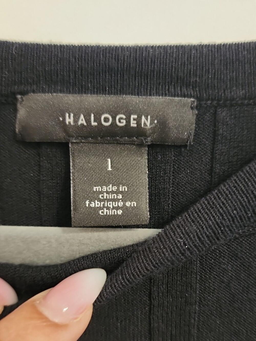Halogen Black Ribbed Long-Sleeve Tee - Picture 2 of 10
